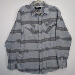 Molokai Surf Co Shirt Men's Large Gray Blue Black Plaid Long Sleeve Button Up XL